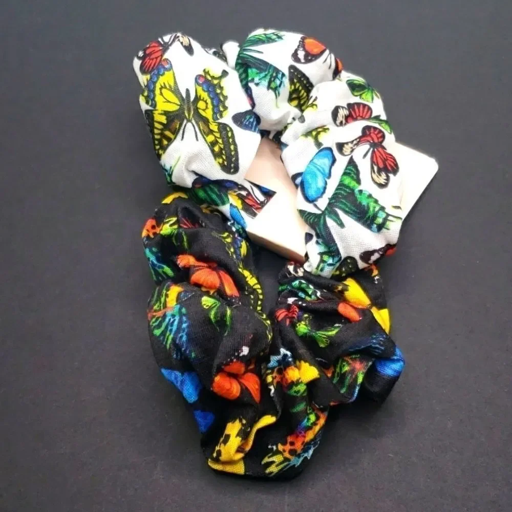 MULTICOLOR butterfly scrunchies black and white